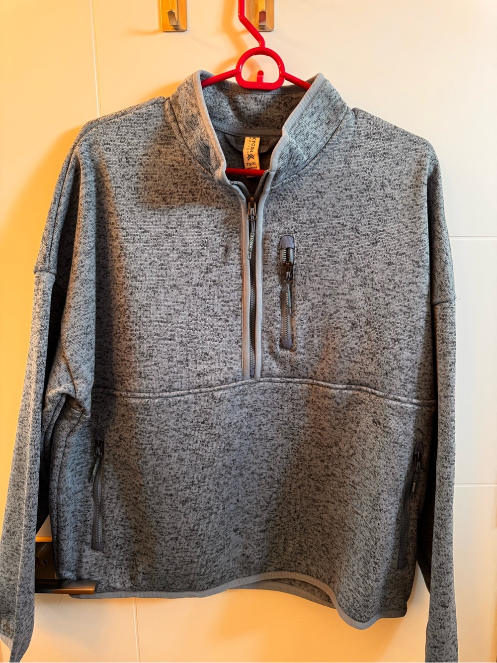 Kyodan Outdoor Quarter Zip Sweater Fleece Pullover Jacket Heather Grey XL